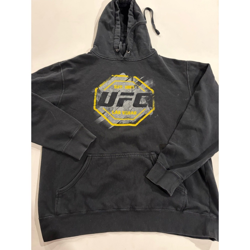 UFC Las Vegas‎ Mens Black Hooded Sweatshirt Graphic Pullover Hoodie L